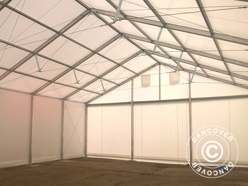 Hangar de stockage industriel Alu 20x50x9,04m avec porte coulissante, PVC, blanc