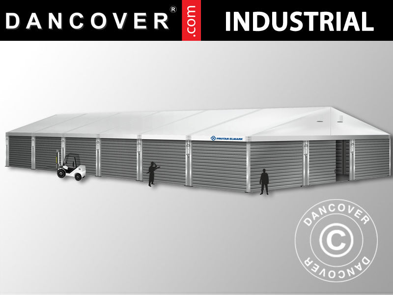 Industrielle Lagerhalle Alu 15x30x6,53m mit Schiebetor, PVC/Metall, weiß