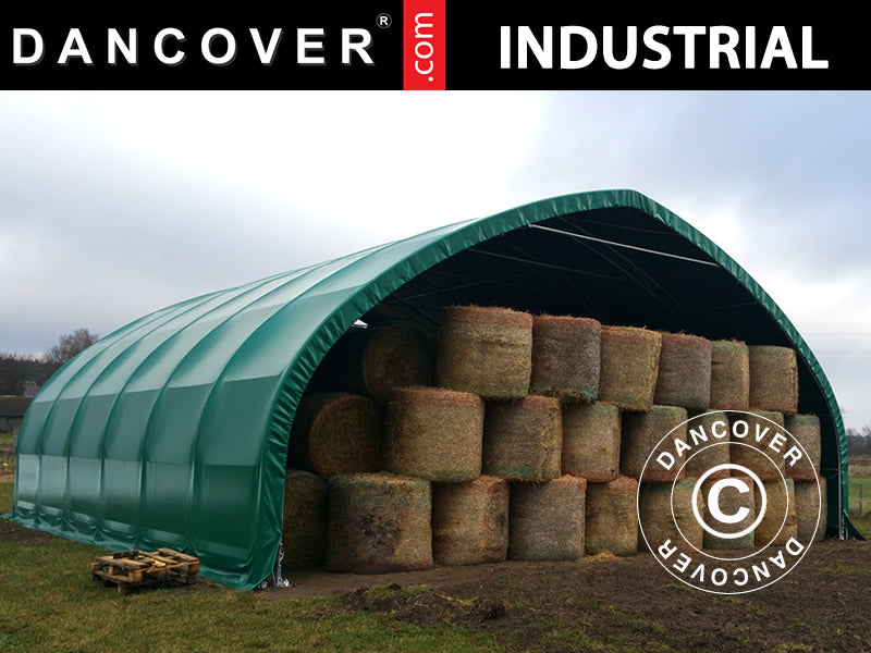 Capannone tenda, tunnel agricolo 10x15x5,54m con portone scorrevole, PVC, Verde
