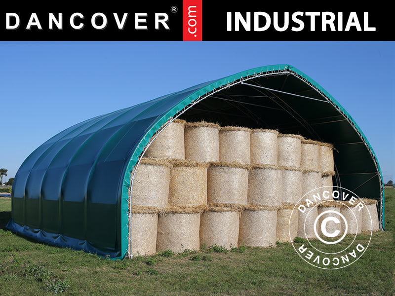 Capannone tenda, tunnel agricolo 10x15x5,54m con portone scorrevole, PVC, Verde