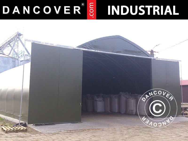 Capannone tenda, tunnel agricolo 10x15x5,54m con portone scorrevole, PVC, Verde