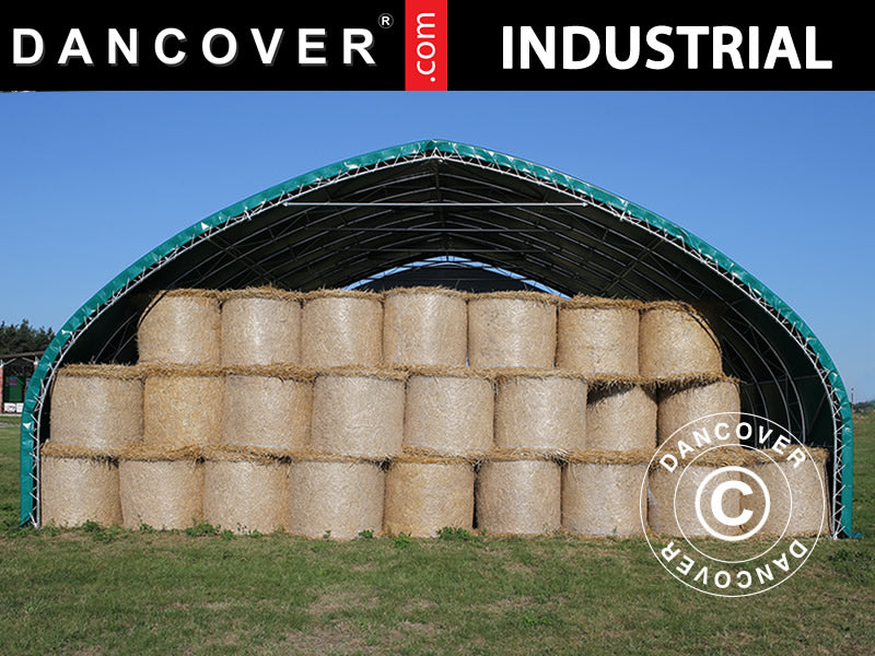 Capannone tenda, tunnel agricolo 10x15x5,54m con portone scorrevole, PVC, Verde