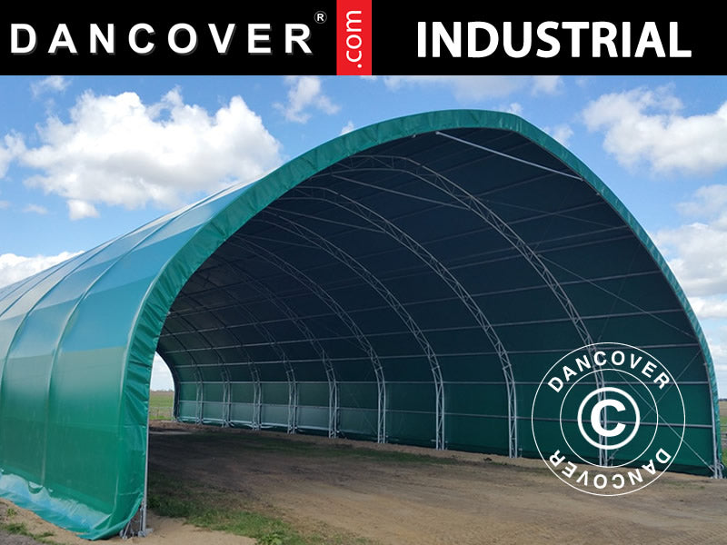 Capannone tenda, tunnel agricolo 12x16x5,88m con portone scorrevole, PVC, Verde