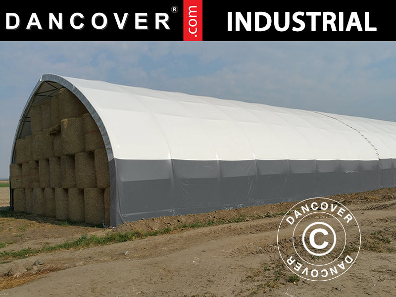Tente de stockage, tunnel agricole 8x15x4,33m, PVC, Blanc/Gris