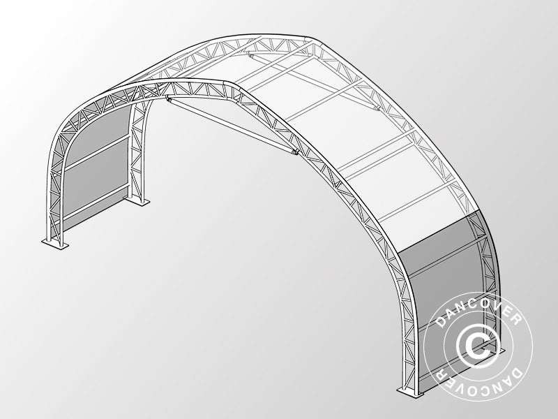 Erweiterung 2m für für Zelthalle, Rundbogenhalle 12x16x5,88m, PVC, Weiß/Grau