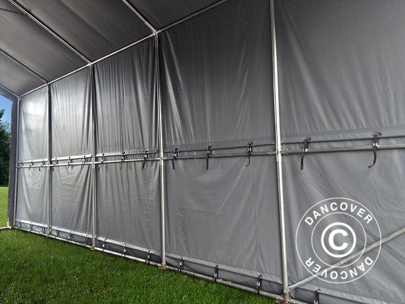 Tente de Stockage PRO XL 4x10x3,5x4,59m, PVC, Gris