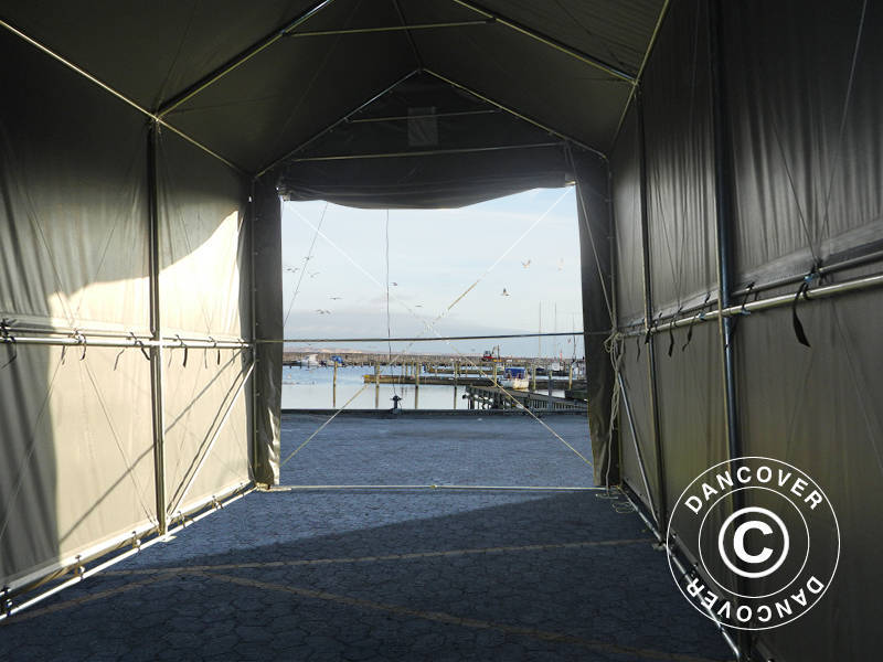 Tente de Stockage PRO XL 4x10x3,5x4,59m, PVC, Gris