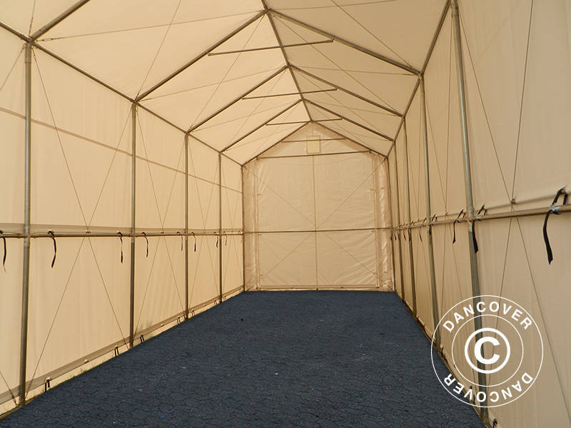 Tente de Stockage PRO XL 4x12x3,5x4,59m, PVC, Blanc