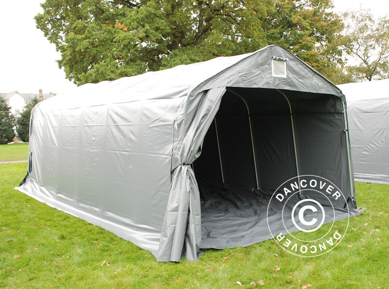 Tenda garage PRO 3,6x7,2x2,68m PVC con copertura del terreno, Grigio