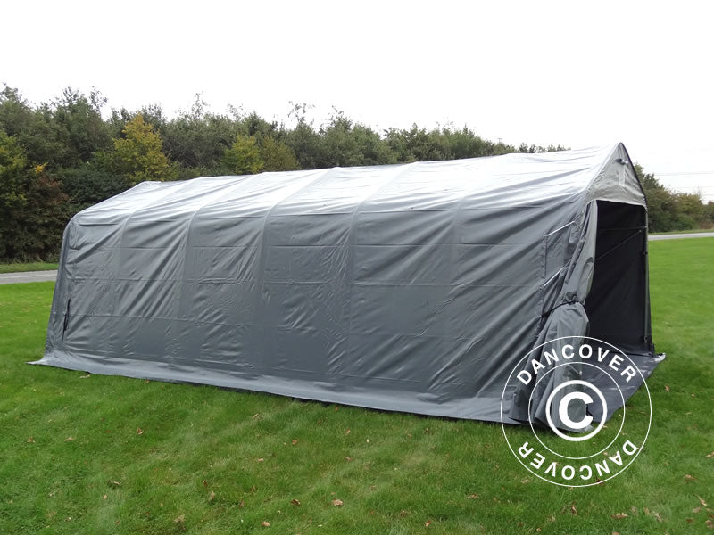 Tenda garage PRO 3,6x7,2x2,68m PVC con copertura del terreno, Grigio