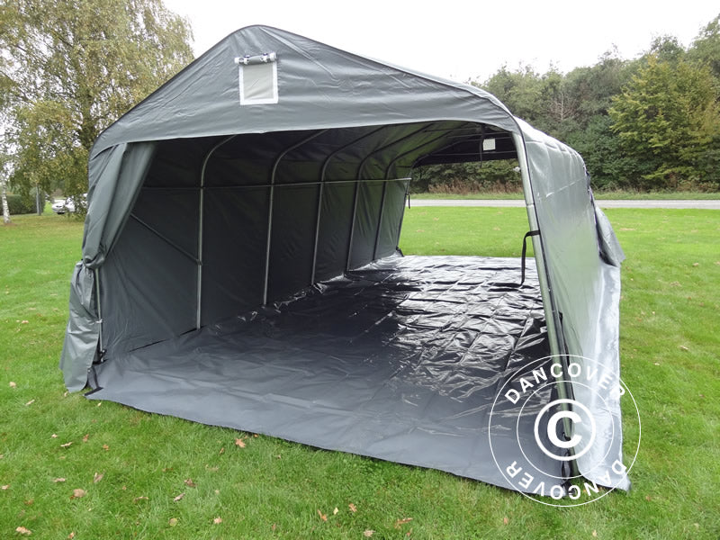 Tenda garage PRO 3,6x7,2x2,68m PVC con copertura del terreno, Grigio