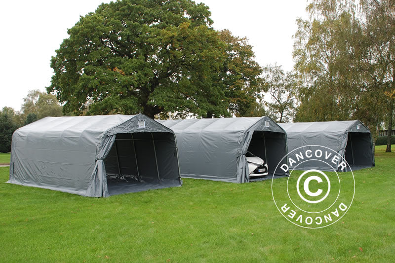 Tenda garage PRO 3,6x7,2x2,68m PVC con copertura del terreno, Grigio