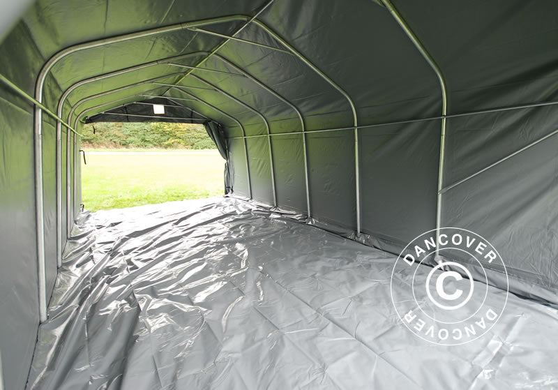 Tenda garage PRO 3,6x7,2x2,68m PVC con copertura del terreno, Grigio