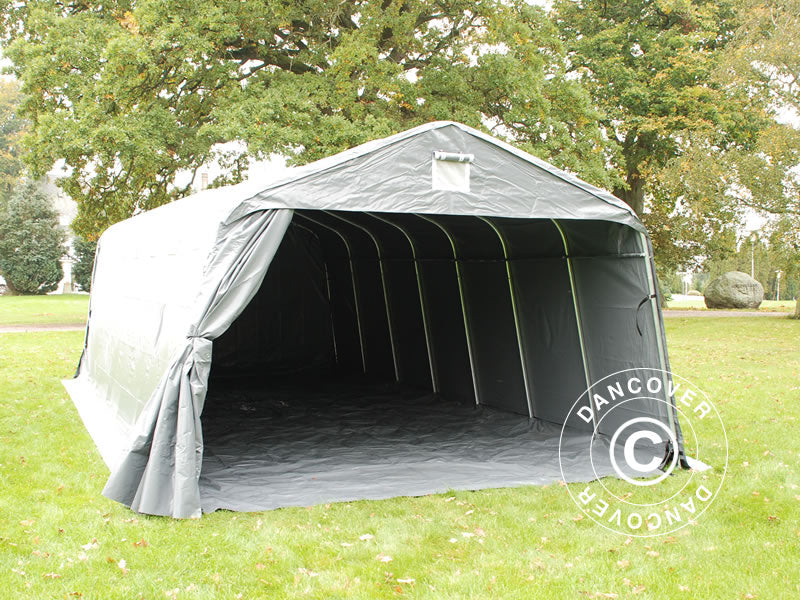 Tenda garage PRO 3,6x8,4x2,7m PVC con copertura del terreno, Grigio