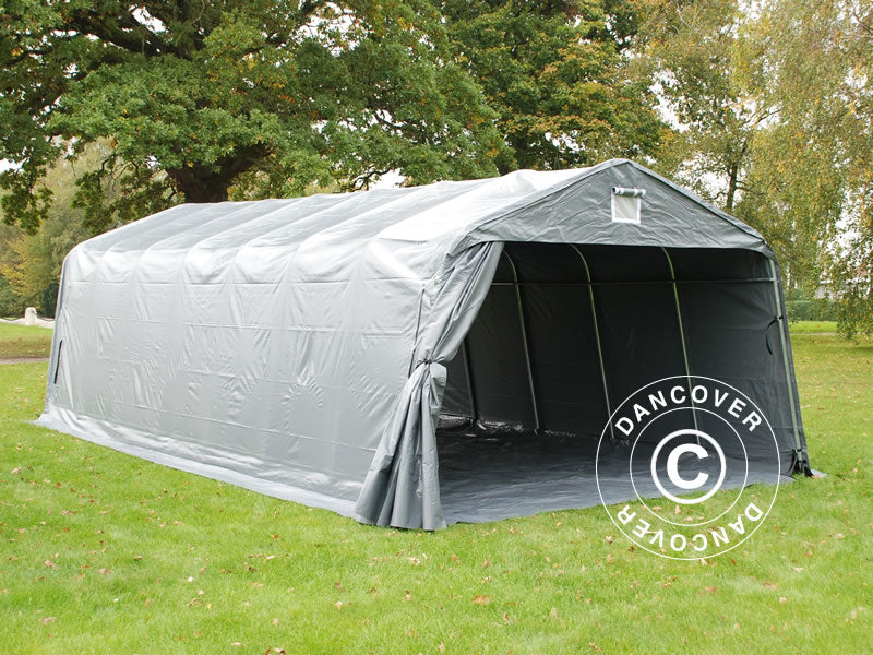Tenda garage PRO 3,6x8,4x2,7m PVC con copertura del terreno, Grigio