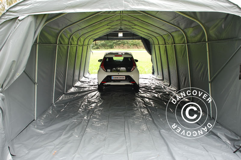 Tenda garage PRO 3,6x8,4x2,7m PVC con copertura del terreno, Grigio