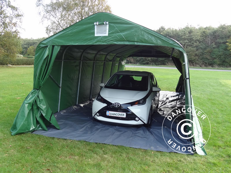 Tenda garage PRO 3,6x8,4x2,7m PVC con copertura del terreno, Verde