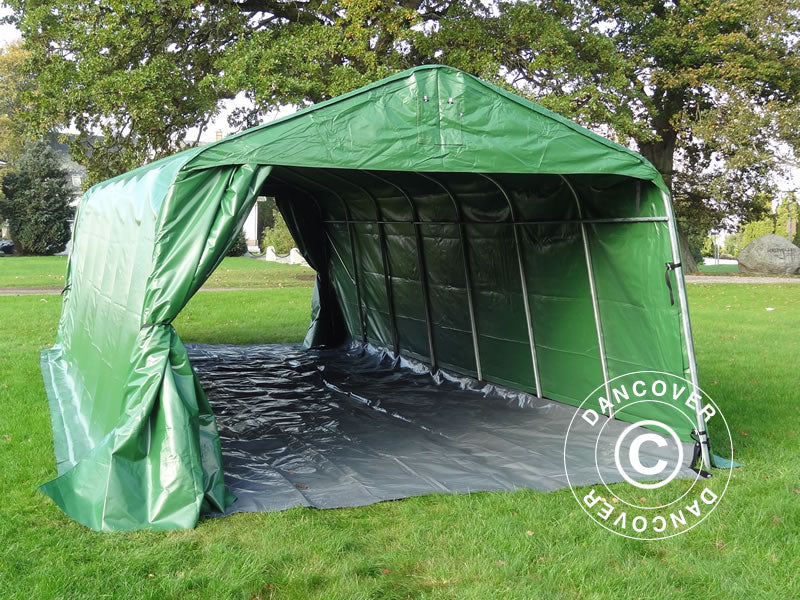 Tenda garage PRO 3,6x8,4x2,7m PVC con copertura del terreno, Verde
