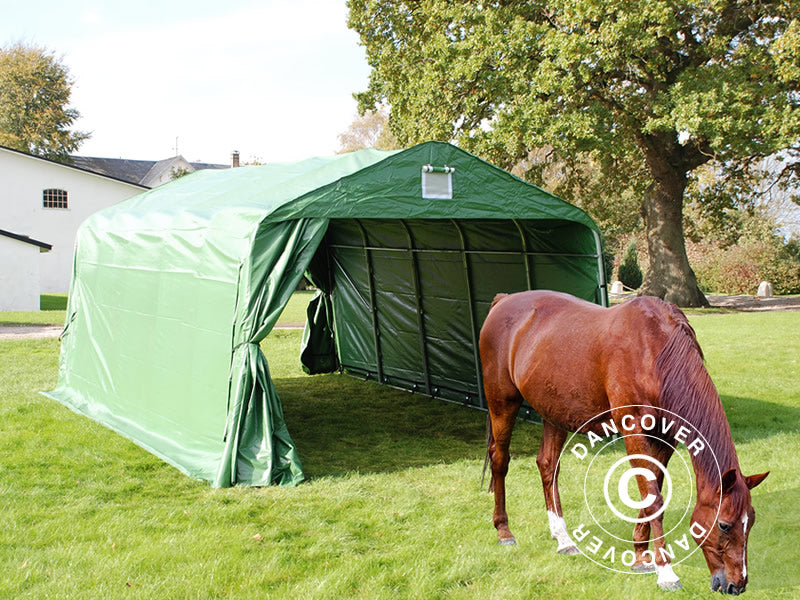 Abri pour bétail 3,6x6x2,68m, PVC, Vert