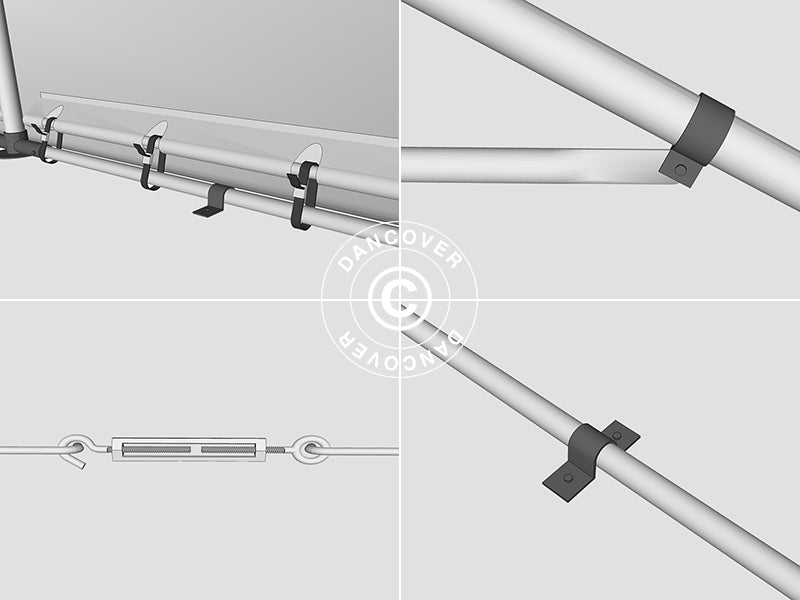 Lagerzelt PRO 4x6x2x3,1m, PVC, Grau