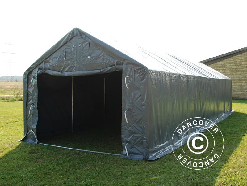 Capannone tenda PRO 4x12x2x3,1m, PVC, Grigio