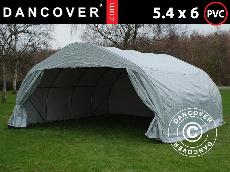 Garage double 5,4x6x2,9m PVC, Gris