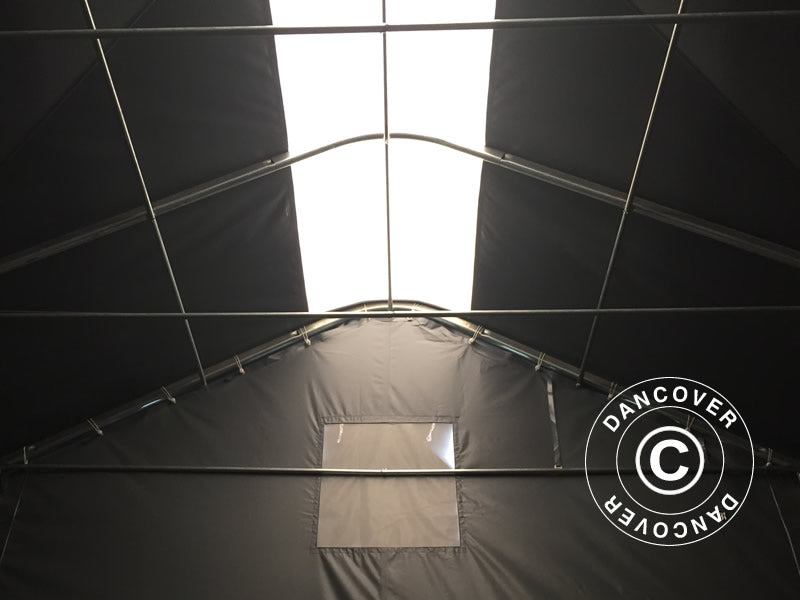 Capannone tenda PRO 6x18x3,7m PVC con pannello centrale, Grigio