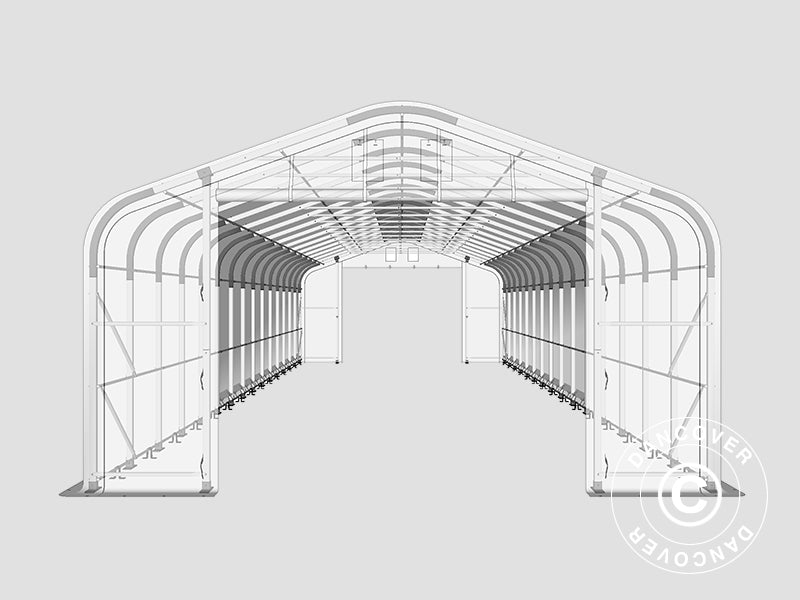 Capannone tenda PRO 6x18x3,7m PVC con pannello centrale, Grigio