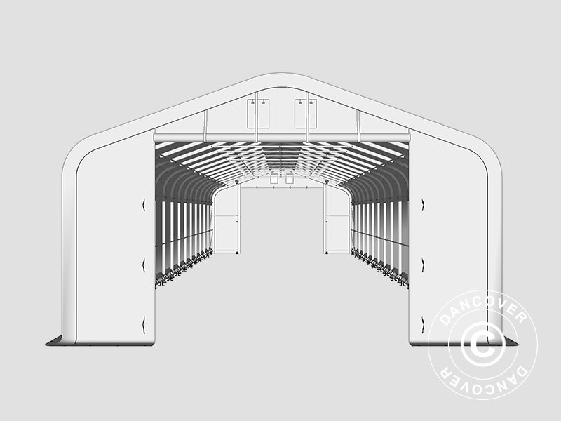 Capannone tenda PRO 6x18x3,7m PVC con pannello centrale, Grigio