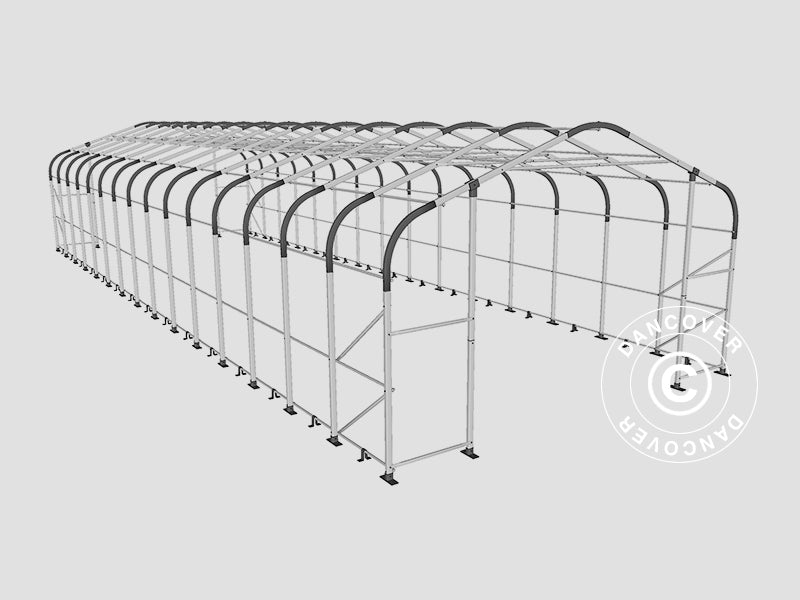 Capannone tenda PRO 6x18x3,7m PVC con pannello centrale, Grigio