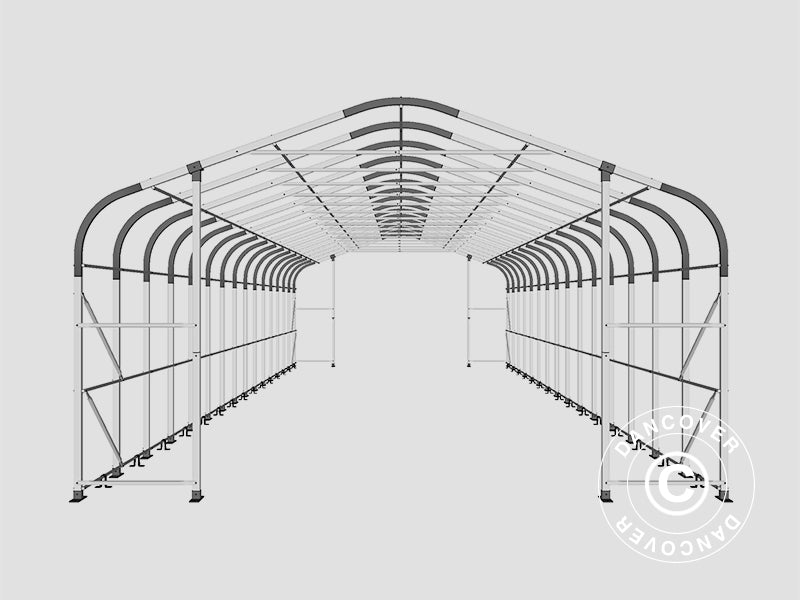 Capannone tenda PRO 6x18x3,7m PVC con pannello centrale, Grigio