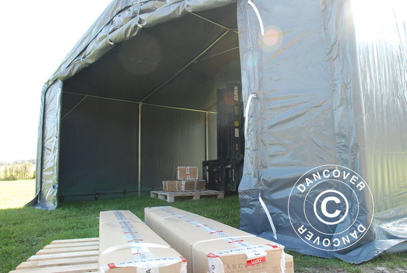 Lagerzelt PRO 5x8x2x3,39m, PVC, Grau