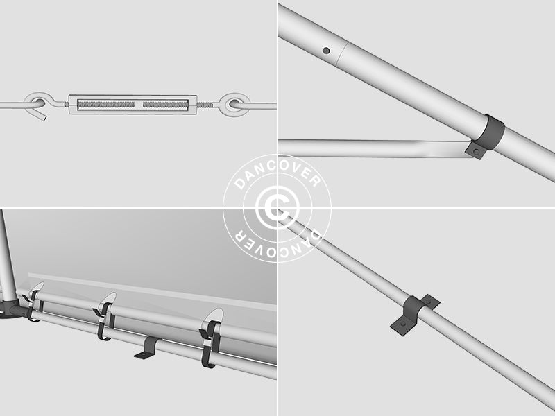 Lagerzelt PRO 5x8x2x3,39m, PVC, Grau