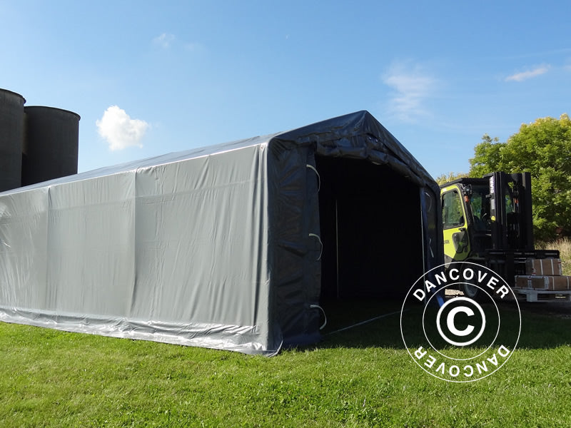 Capannone tenda PRO 5x8x2,5x3,89m, PVC, Grigio