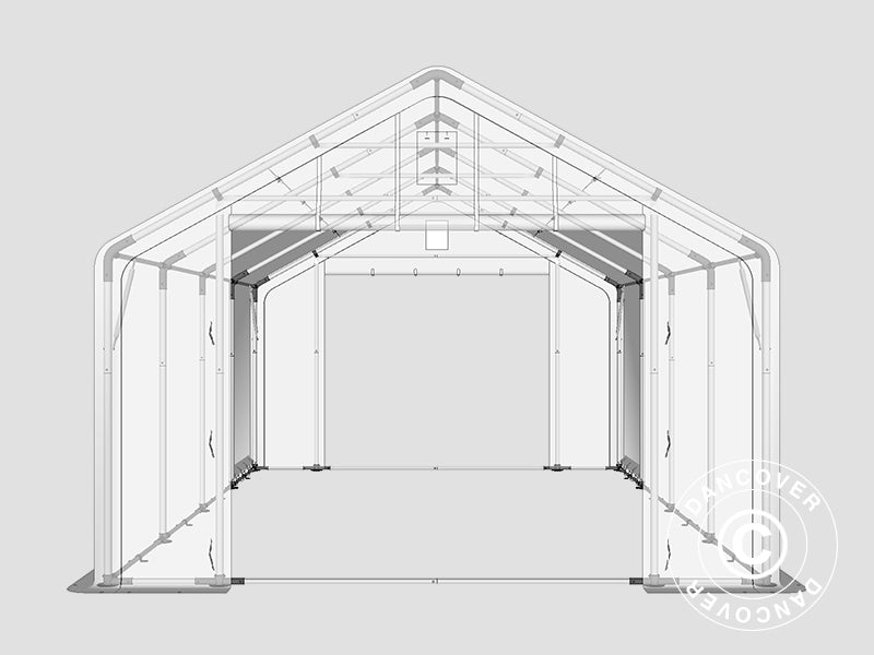 Lagerzelt PRO 5x8x2,5x3,89m, PVC, Grün