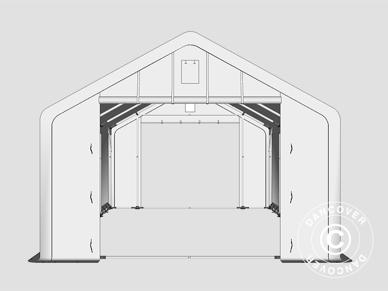 Lagerzelt PRO 5x8x2,5x3,89m, PVC, Grün
