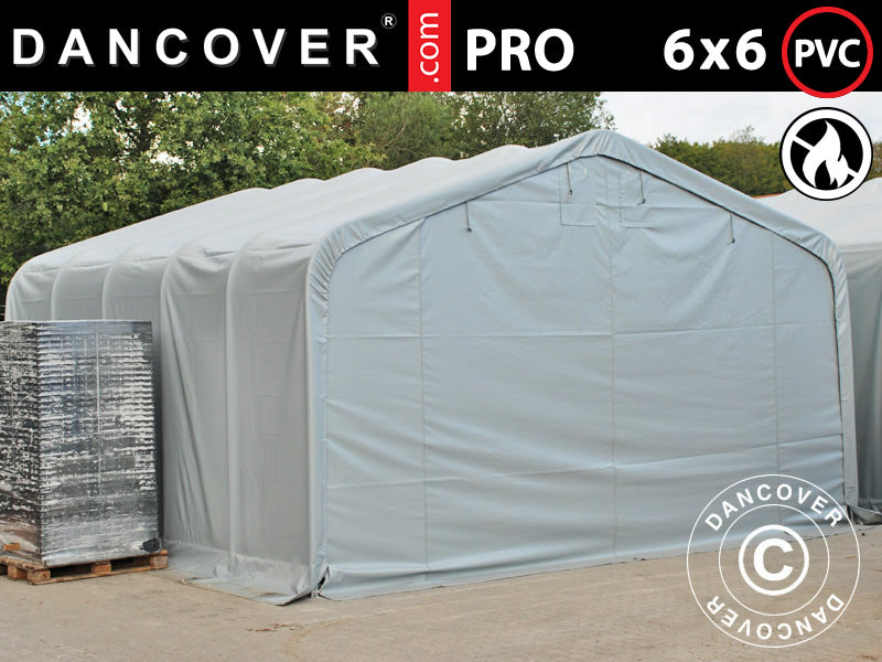 Lagerzelt PRO 6x6x3,7m PVC, Grau