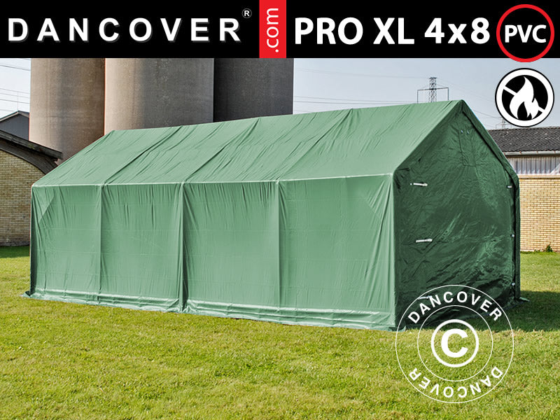 Capannone tenda PRO 4x8x2,5x3,6m, PVC, Verde