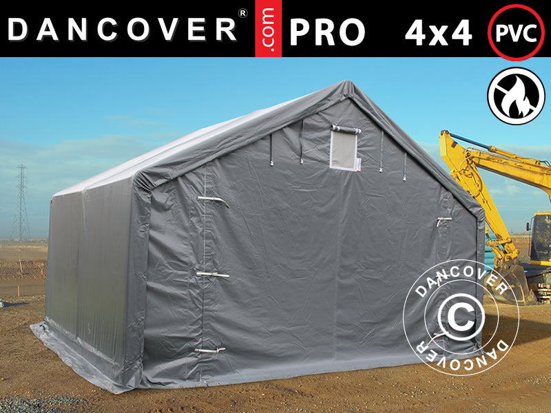 Lagerzelt PRO 4x4x2x3,1m, PVC, Grau