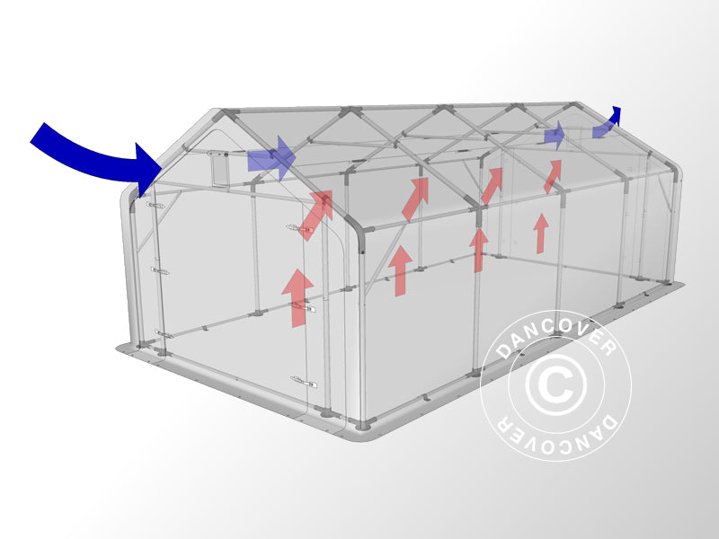 Lagerzelt PRO 3x8x2x2,82m, PVC, Grau