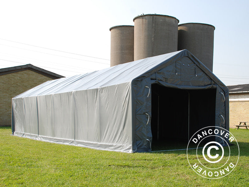 Capannone tenda PRO 5x12x2x3,39m, PVC, Grigio
