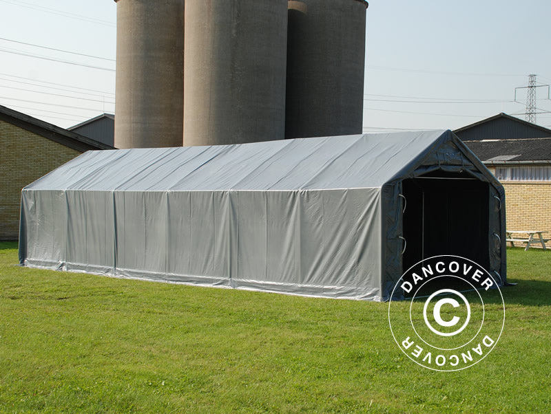 Capannone tenda PRO 5x12x2x3,39m, PVC, Grigio