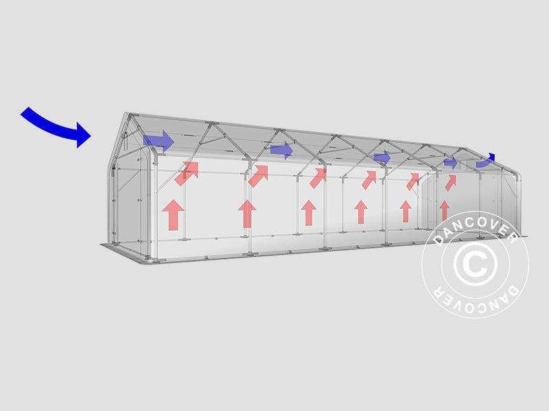 Capannone tenda PRO 5x12x2x3,39m, PVC, Grigio