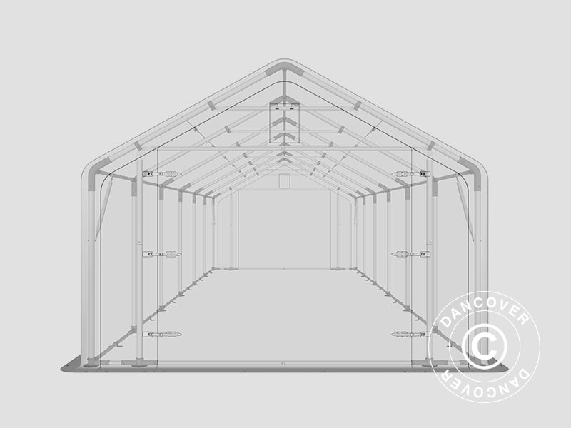 Capannone tenda PRO 5x12x2x3,39m, PVC, Grigio