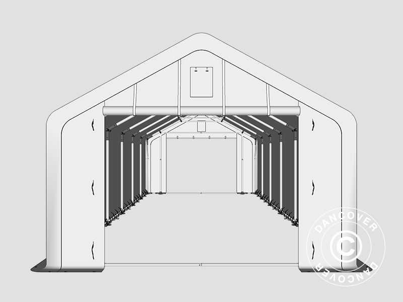 Capannone tenda PRO 5x12x2x3,39m, PVC, Grigio