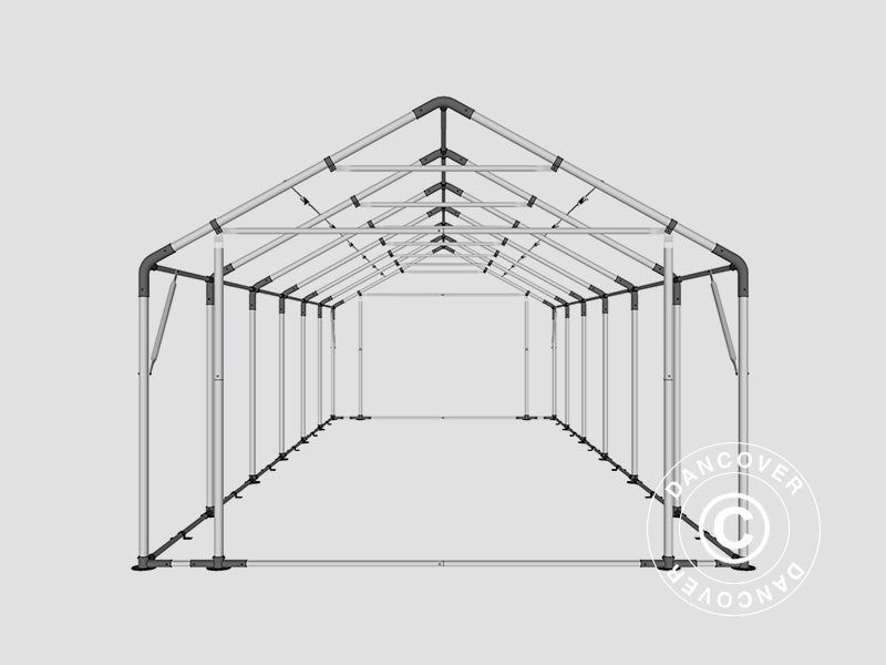 Capannone tenda PRO 5x12x2x3,39m, PVC, Grigio