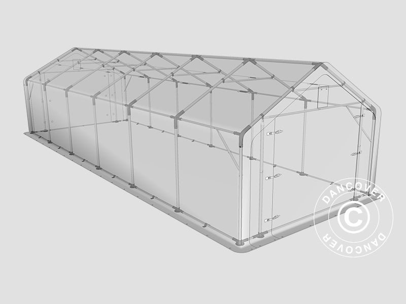Capannone tenda PRO 5x12x2x3,39m, PVC, Grigio