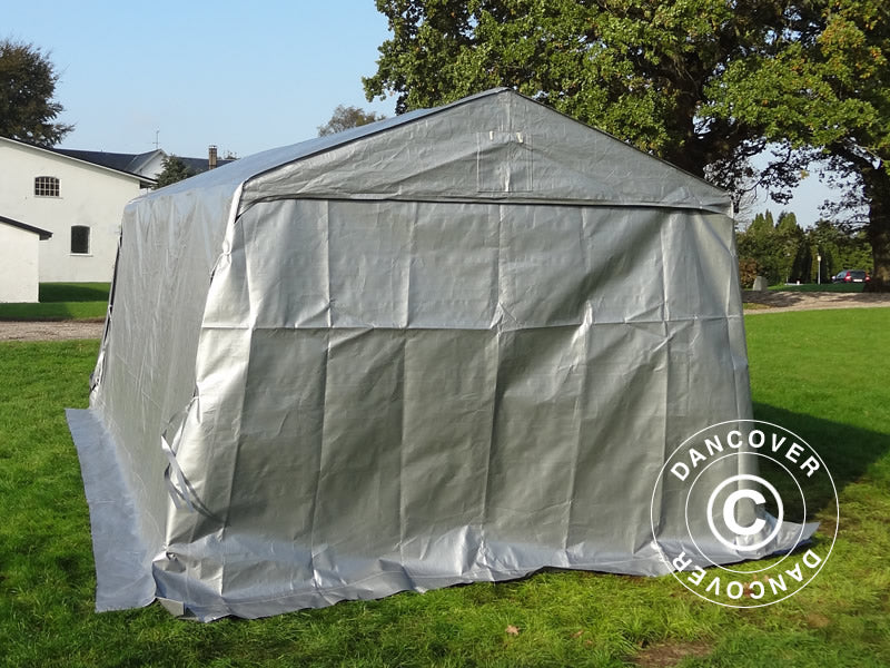 Tente Abri Garage Basic, 3,3x3,6x2,4m PE, Gris