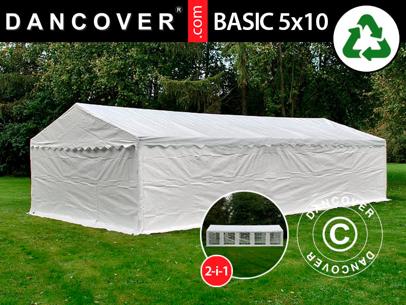 Lagerzelt-Basic 2-in-1, 5x10m PE 700, weiß
