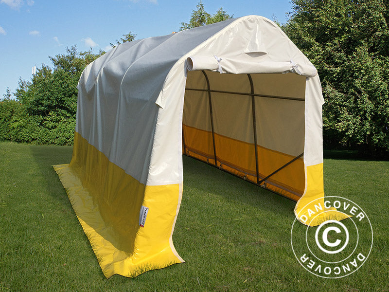 Tente de stockage PRO 2x3x2m, PVC, blanc/jaune, retardateur de flammes